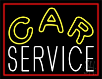 Car Service Red Border Neon Sign