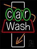 White Car Wash Orange Arrow Neon Sign