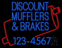 Discount Muflers And Brakes With Phone Number Neon Sign