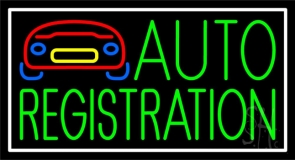Green Auto Registration With Car Logo Neon Sign
