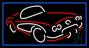 Car Logo Blue Border Neon Sign