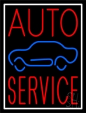 Red Auto Service Car Logo White Border Neon Sign