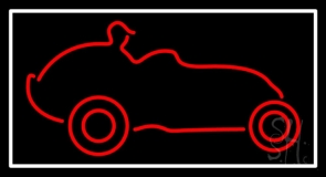 Red Car Logo White Border Neon Sign