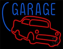 Red Car Logo White Garage Neon Sign