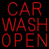 Red Car Wash Open Neon Sign