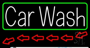 Red Car Wash With Border Neon Sign