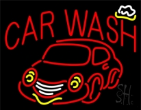 Red Car Wash With Logo Neon Sign
