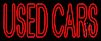 Red Double Stroke Used Cars Neon Sign