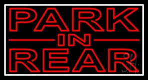 Red Park In Rear White Border Neon Sign