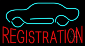 Red Registration Car Logo Neon Sign