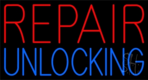 Red Repair Blue Unlocking Neon Sign