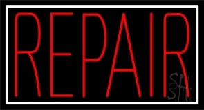 Red Repair White Border Neon Sign