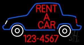 Rent A Car With Phone Number Neon Sign