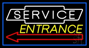 White Service Yellow Entrance With Blue Border Neon Sign