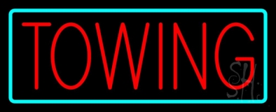 Towing Turquoise Border Neon Sign