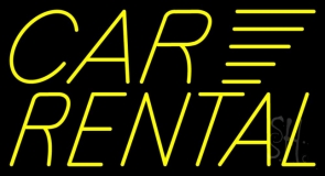 Yellow Car Rental Neon Sign