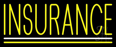 Yellow Insurance White Yellow Double Line Neon Sign