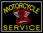 Yellow Motorcycle Service White Border Neon Sign