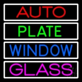 Auto Plate Window Glass With White Border Neon Sign
