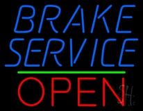 Blue Brake Service Open Neon Sign