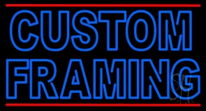 Blue Custom Framing With Lines Neon Sign