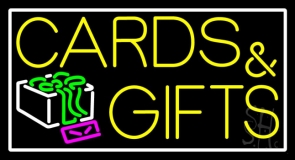 Cards And Gifts Block White Border Neon Sign
