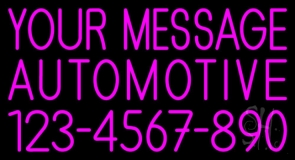 Custom Pink Automotive With Phone Number Neon Sign