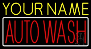 Custom Red Auto Wash With Border Neon Sign