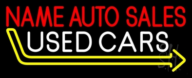 Custom Auto Sales Used Cars With Arrow Neon Sign