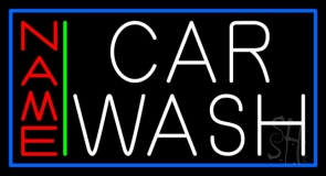 Custom White Car Wash With Border Neon Sign