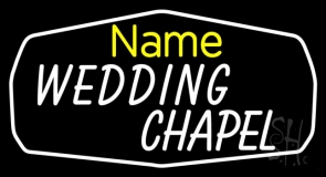 Custom White Wedding Chapel With Border Neon Sign