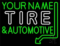 Custom White Tire And Green Automotive Neon Sign
