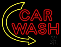 Double Stroke Car Wash With Arrow 1 Neon Sign