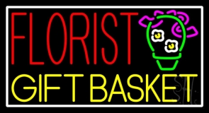 Florist Gifts Baskets White Border Neon Sign