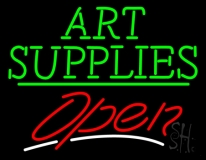 Green Art Supplies With Open 3 Neon Sign