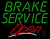Green Brake Service Open Neon Sign