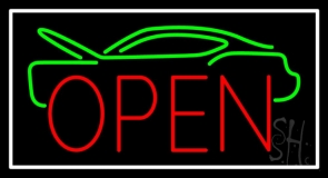 Green Car Red Open 1 Neon Sign