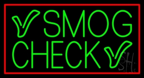 Green Smog Check With Red Border Neon Sign