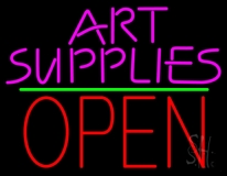 Pink Art Supplies Block With Open 1 Neon Sign