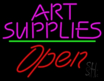 Pink Art Supplies Block With Open 2 Neon Sign