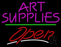 Pink Art Supplies Block With Open 3 Neon Sign