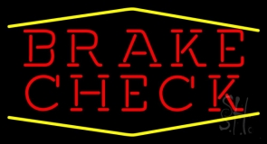Red Brake Check Yellow Lines Neon Sign