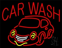 Red Car Wash With Logo 1 Neon Sign