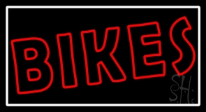 Red Double Stroke Bikes White Border Neon Sign