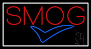 Red Smog Blue Check Logo Neon Sign