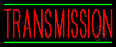 Red Transmission With Green Line Neon Sign