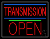Red Transmission With Block Open Line Neon Sign