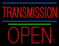Red Transmission Open Block Open Green Line Neon Sign