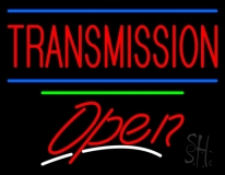 Red Transmission Open Green Line Neon Sign