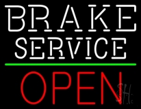 White Brake Service Open Neon Sign